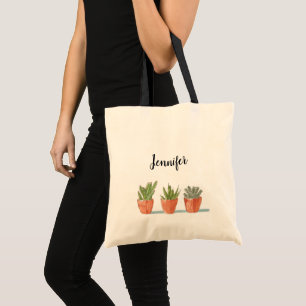 Bolsa Tote Plantas de cacto floral moderno personalizadas