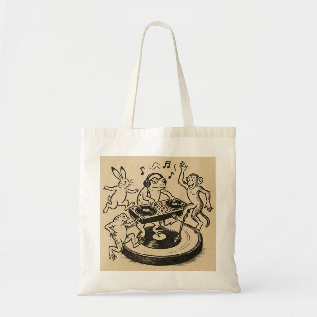 Bolsa Tote Playful Animals in Traditional Japanese Scroll-Sty (Frente)