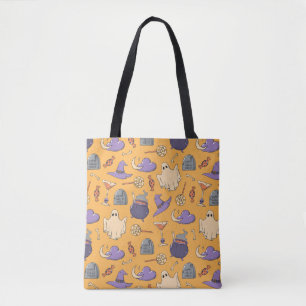 Bolsa Tote Playful Halloween Ghosts and Witches Patterno