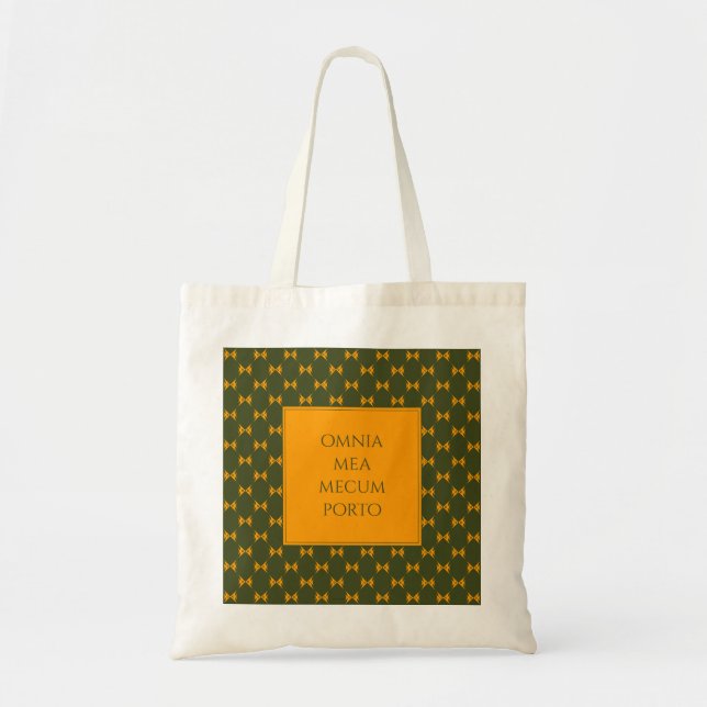 Bolsa Tote Playful Peixe Amarelo Verde Dizendo Latim (Frente)
