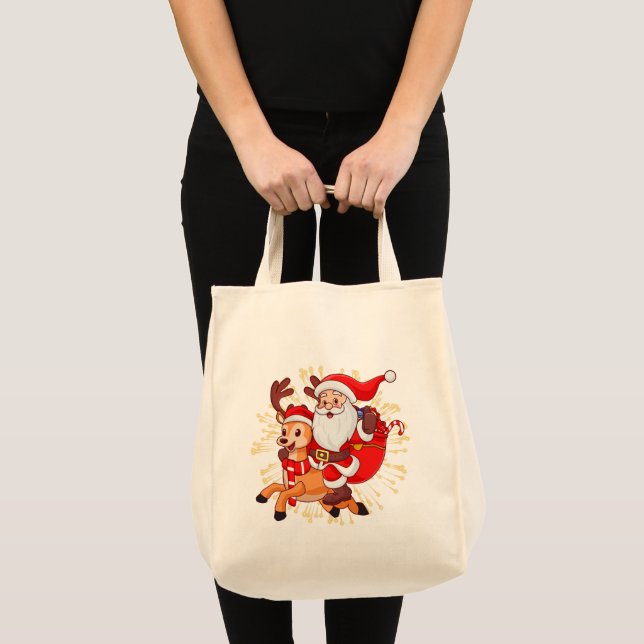 Bolsa Tote **"Playful Santa Claus Design – Fun and Festive Ch (Frente (produto))