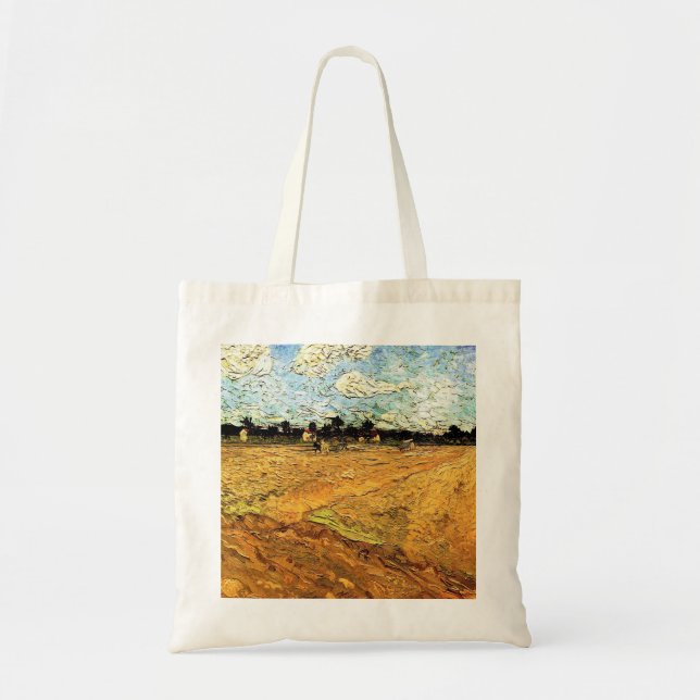 Bolsa Tote Plowed Field (the Furrows), por Vincent van Gogh (Frente)