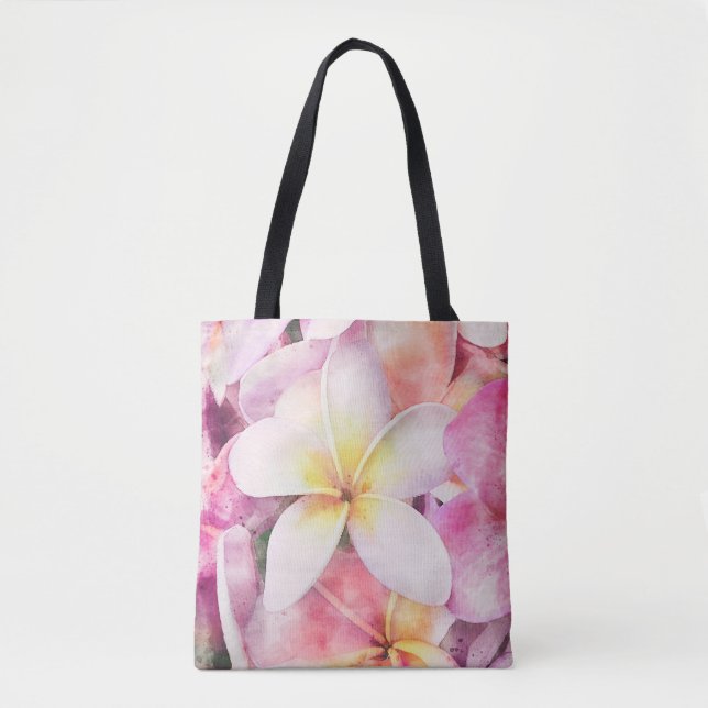 Bolsa Tote Plumeria Tropical Floral do Havaí (Frente)