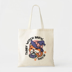 Bolsa Tote Poção de Bruxa Listrada – Design de Gato de Hallow