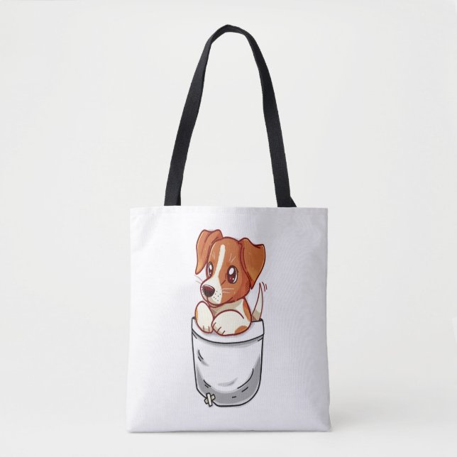 Bolsa Tote Pocket Cute Jack Russell Terrier (Frente)