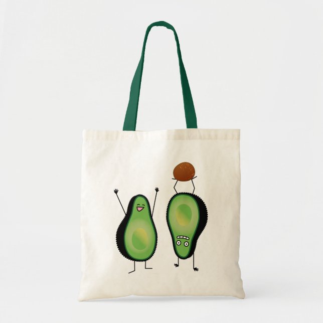 Bolsa Tote Poço engraçado do verde do handstand dos aplausos (Frente)