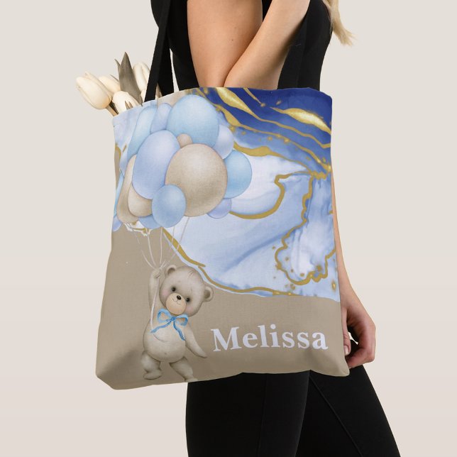Bolsa Tote Podemos esperar que o balão azul personalize (Criador carregado)