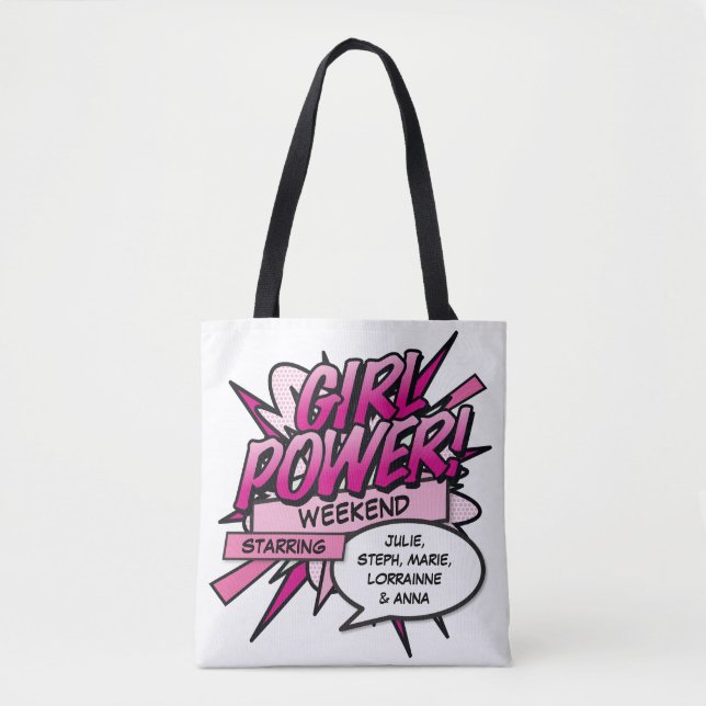 Bolsa Tote PODER DE MENINA Personalizado Fim de Semana de Men (Frente)