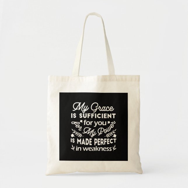 Bolsa Tote Poder Feito Perfeito Na Fraqueza  2 Coríntios 12:9 (Frente)