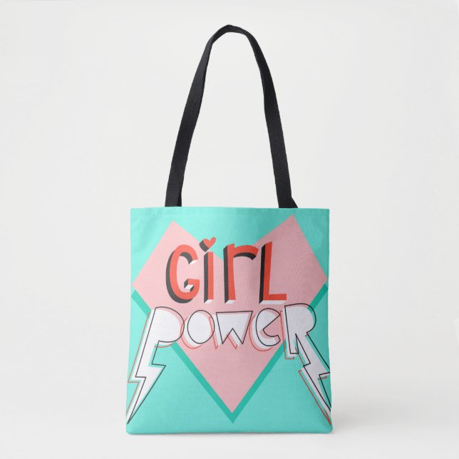 Bolsa Tote Poder feminino. Design bonito com slogan gráfico b (Frente)