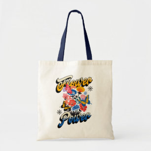 Bolsa Tote Poder Floral Retro Borboleta Vintage Hippie