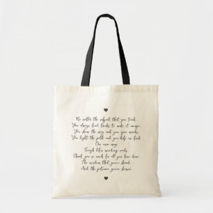Bolsa Tote Poema de Apreciação Mínima de Script Chic para Pro