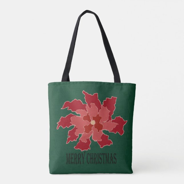 Bolsa Tote Poinsétia Feliz Natal (Verso)