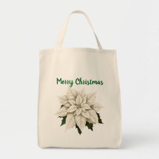 Bolsa Tote Poinsettia Branca de Inverno
