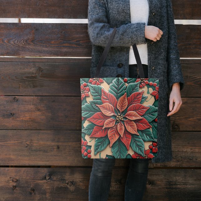 Bolsa Tote Poinsettia em Vermelho (Criador carregado)