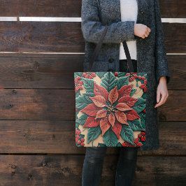 Bolsa Tote Poinsettia no Vermelho