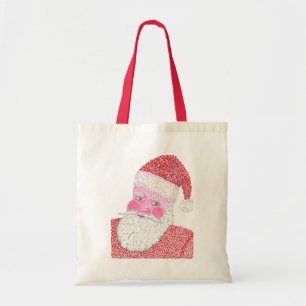 Bolsa Tote Pointilismo Papai Noel, sacos de tote de canvas