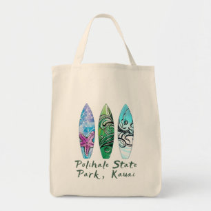Bolsa Tote Polhale Kauai Watercolor Surfboards