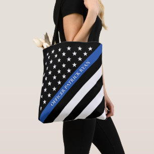 Bolsa Tote Polícia de Linha Azul fina Monograma de Bandeira A