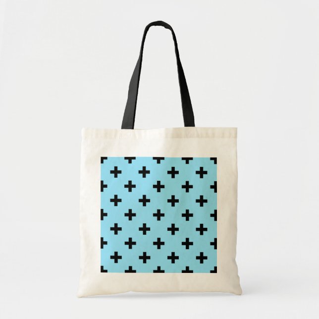 Bolsa Tote Polka negra cruza o azul-bebê (Frente)