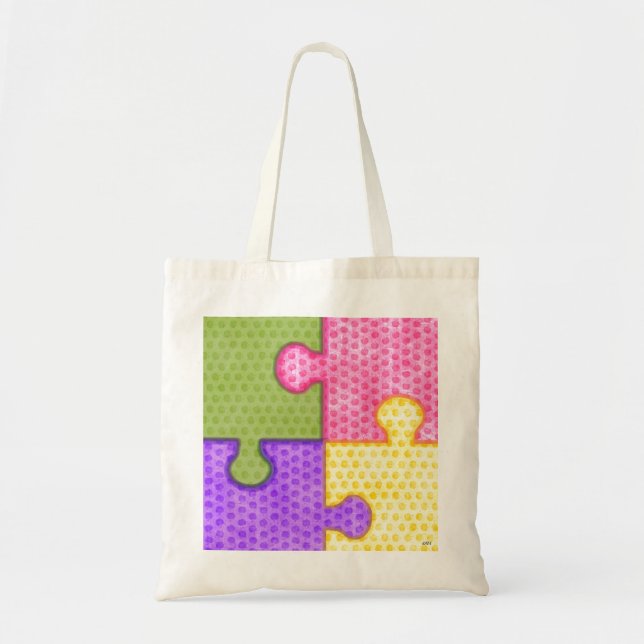 Bolsa Tote Polkadot de Peças quebra-cabeça (Frente)