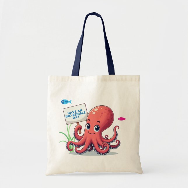 Bolsa Tote Polvo de desenho animado com peixe (Frente)