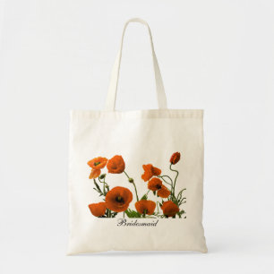 Bolsa Tote Pólvora Laranja-Bridesmaid Flores Florais