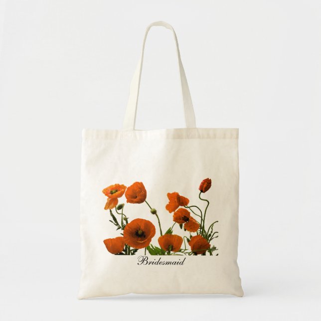 Bolsa Tote Pólvora Laranja-Bridesmaid Flores Florais (Frente)