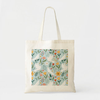 Bolsa Tote Pomba Pacífica & padrão botânico de Flor Silvestre
