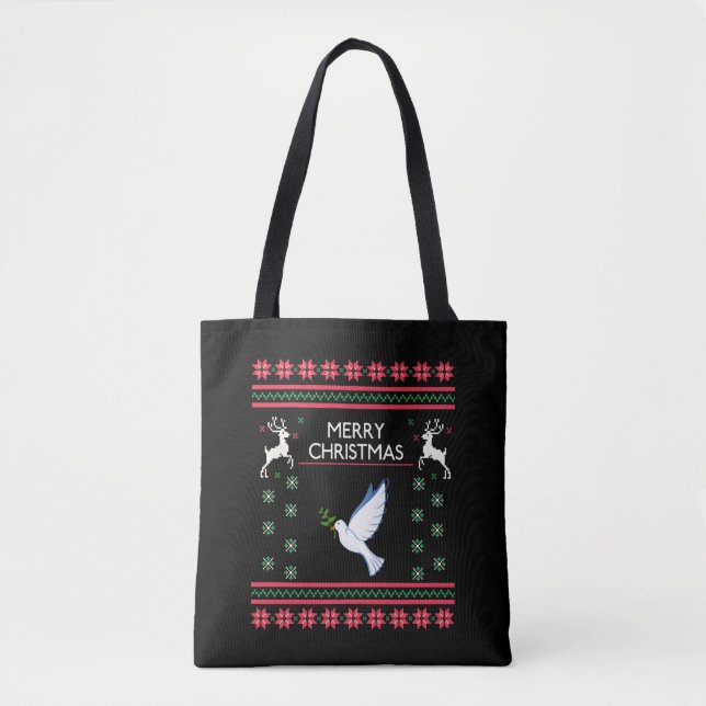 Bolsa Tote Pombo com pássaro de Natal (Frente)