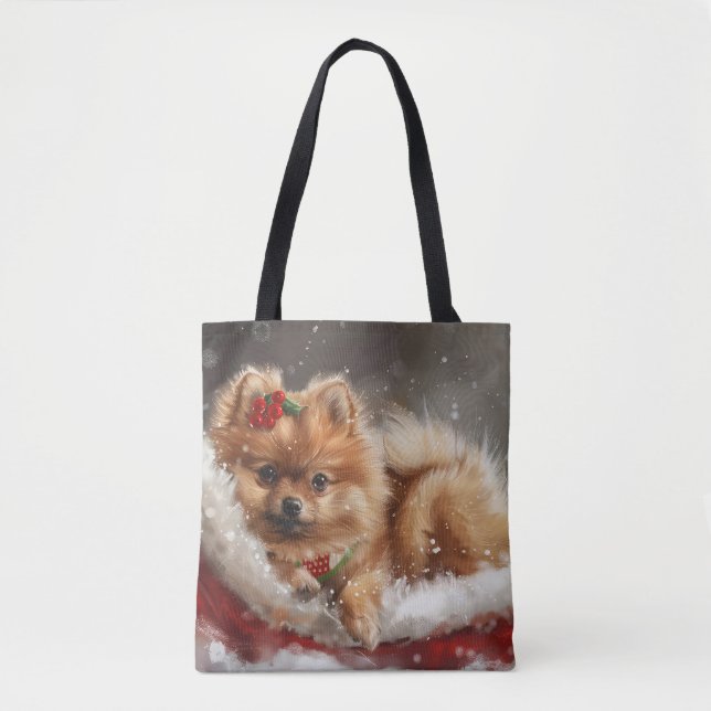 Bolsa Tote Pomerânia de Cachorro Festivo (Frente)