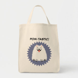 Bolsa Tote Pomeranian branco engraçado com texto feito sob
