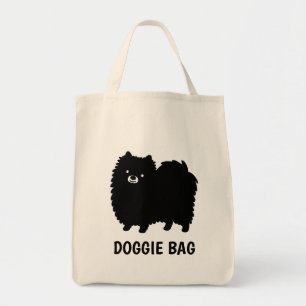 Bolsa Tote Pomerano Preto   Cachorro de Cartoon Cachorro