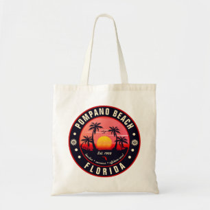 Bolsa Tote Pompano Beach Florida Retro Sunset Souvenir 80