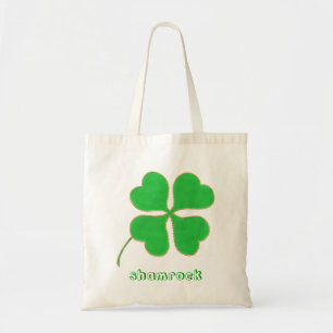 Bolsa Tote Pontas de ouro de Shamrock verde, bolsas de canvas