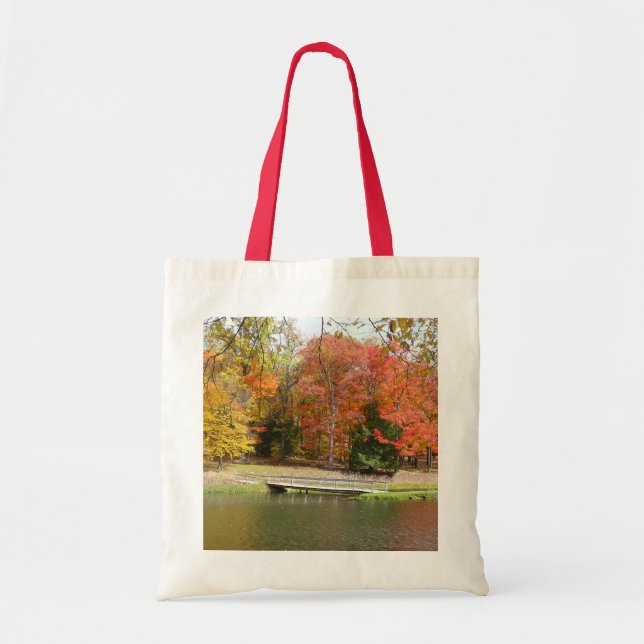 Bolsa Tote Ponte da Seven Springs Fall III Paisagem de Outono (Frente)