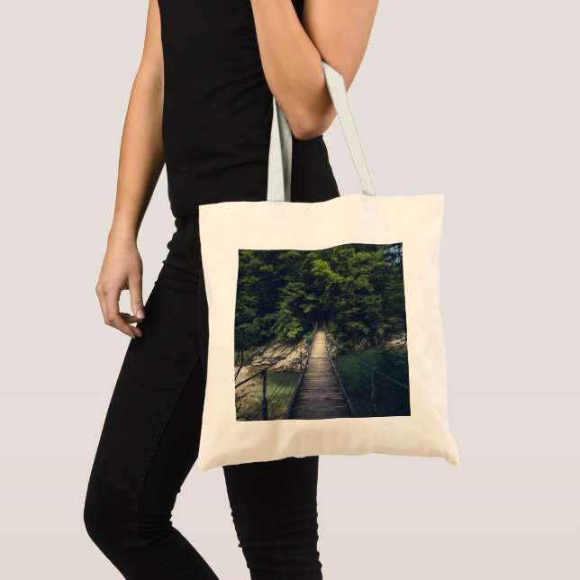 Bolsa Tote Ponte de suspensão simples rio Idrijca, Eslovênia (Frente (produto))