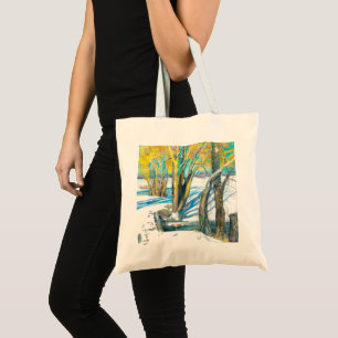 Bolsa Tote ponte na pintura de Watercol no inverno