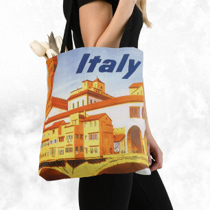 Bolsa Tote Ponte viagens vintage Florence Firenze Itália