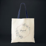 Bolsa Tote Pontes Geométricas de rosa Dourado Dusty Verde Azu<br><div class="desc">Design de folhagem botânica de cor azul-aquática,  poeirenta,  com folha de ouro falso rosa e estrutura geométrica,  com nome de dama de honra personalizado,  simples e elegante,  excelente para o casamento rústico de verão,  casamento de jardim botânico primavera. 
Ver todas as peças correspondentes na coleção</div>