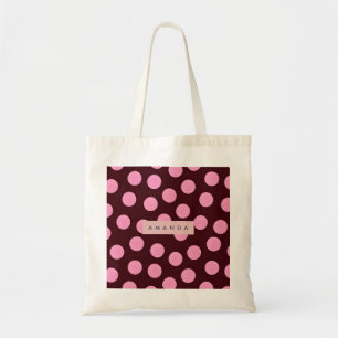 Bolsa Tote Ponto de Bolinha Rosa Personalizado em Chocolate