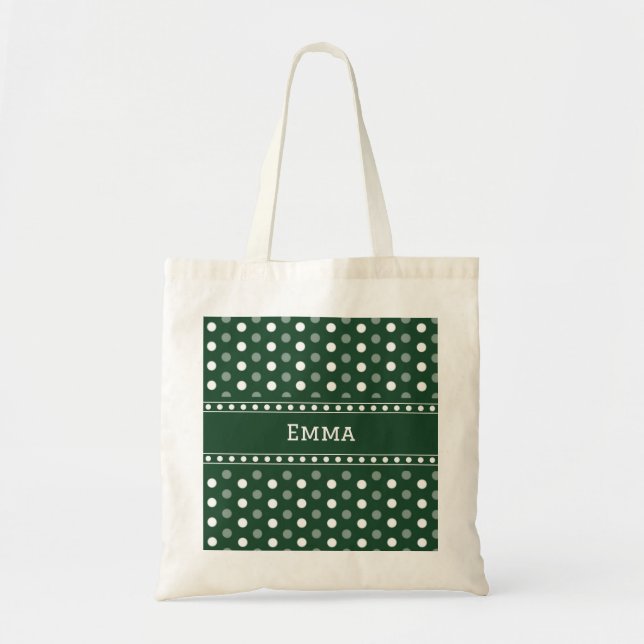 Bolsa Tote Ponto de Bolinha Verde Esmeralda (Frente)