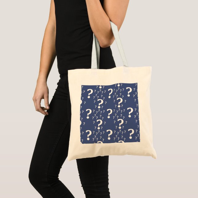 Bolsa Tote Ponto de interrogação misterioso quebra-cabeça azu (Frente (produto))