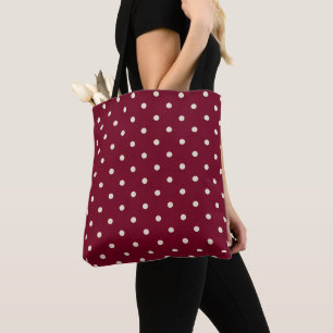 Bolsa Tote Pontos Brancos Burgundy
