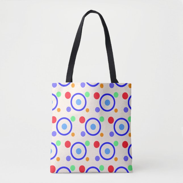 Bolsa Tote Pontos Coloridos sobre Marfim (Frente)