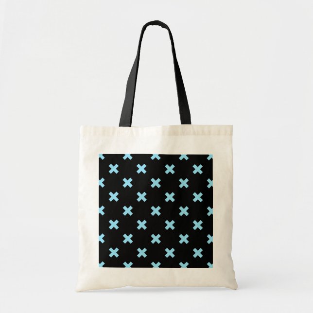 Bolsa Tote Pontos crus azuis do bebê em preto (Frente)