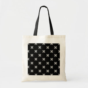 Bolsa Tote pontos cruzados de Cinza em preto