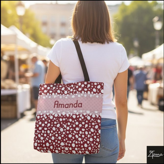 Bolsa Tote Pontos Dalmáticos com Nome (4) (Criador carregado)