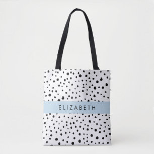 Bolsa Tote Pontos Dalmáticos, Pontos, Preto e Branco, Seu Nom