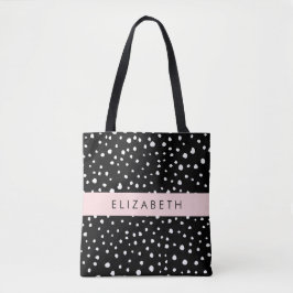 Bolsa Tote Pontos Dalmáticos, Pontos, Preto e Branco, Seu Nom